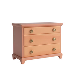 Three Drawer Wooden Chest of Drawers in Peach