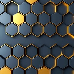 Abstract Geometric Background of Hexagons in Gold and Gray Tones