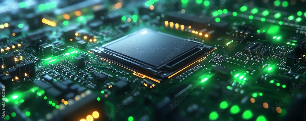 Wall mural futuristic motherboard texture design, technology electronics, software coding, engineering and comm