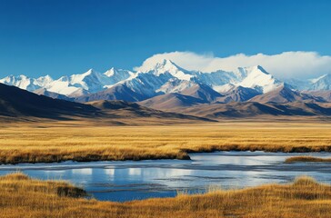 Fototapeta premium A panoramic view of the Tibet Autonomous Region,