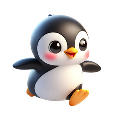 Cute 3d Penguin isolated on white background