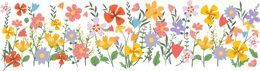 Colorful Spring Blossom Design with Transparent Background