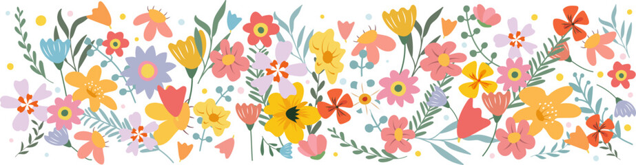 Colorful Spring Blossom Design with Transparent Background