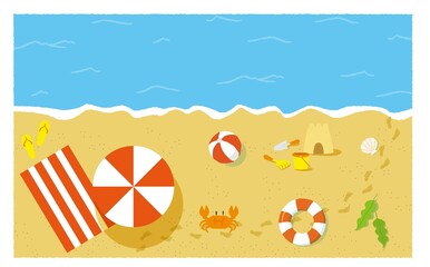 ビーチのシンプルなイラストセット