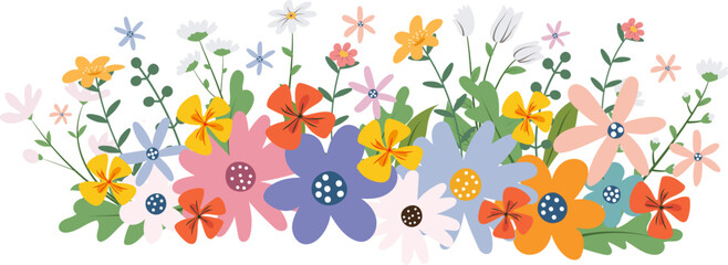 Colorful Spring Blossom Design with Transparent Background