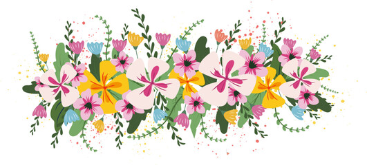 Colorful Spring Blossom Design with Transparent Background