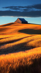 Obraz premium Boundless Serenity: A Golden Symphony of Nature's Harvest in the Heart of the Countryside