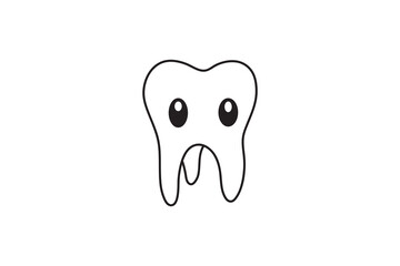 Continuous minimalist online drawing of teeth single line art creative outline isolated vector illustration 