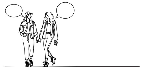 Casual Stroll: Two Women Engaged in Conversation