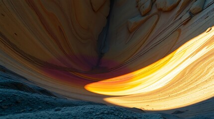 Surreal Curved Canyon with Fiery Sunset Glow
