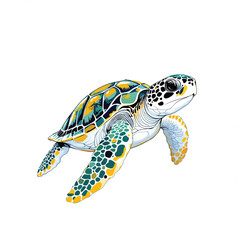 Obraz premium Adorable Cartoon turtle Vector Illustration