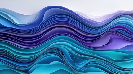 Colorful Waves of Paper in Blues and Purples Abstract Design