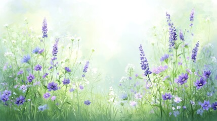 Fototapeta premium Breathtaking lavender field in full bloom, a serene landscape of purple and green