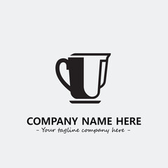 Cup illustration black and white for logo company vector image
