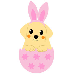 Golden Retriever, Easter, puppy, basket, eggs, spring, dog, holiday, celebration, pet, breed, happy, playful, cute, animation, floral, pastel, joyful, whimsical, friend