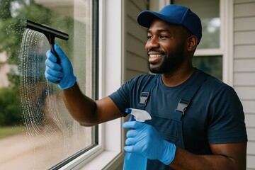 Professional window cleaning service.