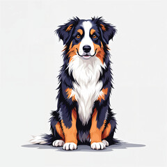 Fototapeta premium Adorable Cartoon border collie puppy Vector Illustration