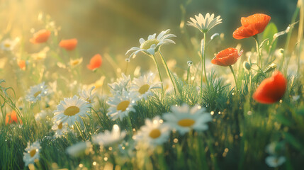 Obraz premium field of poppy flowers