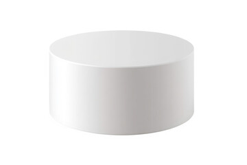 A simple white cylinder shape isolated on a transparent background with soft shadow visible below