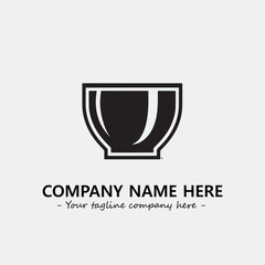 Cup illustration black and white for logo company vector image
