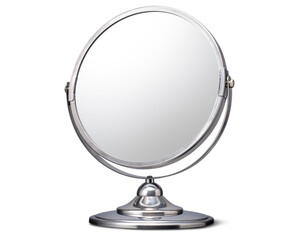 円形の卓上ミラー。斜めからのアングル