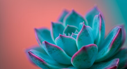 Fototapeta premium Luminous Turquoise and Fuchsia Succulent Macro Photograph