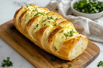 Rustic Bread Slice with Creamy Cheese and Fresh Chives