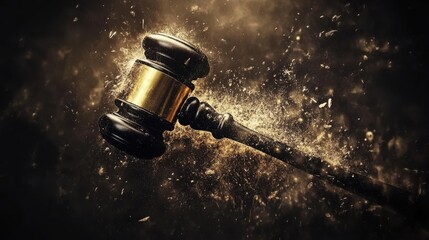 Dynamic Gavel Striking Block in Motion