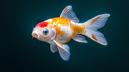 Elegant Koi Fish with Orange and White Markings Swimming in Aquatic Environment a Stunning Aquatic Pet