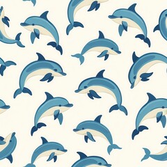 Playful Dolphin Pattern – Whimsical Cartoon Marine Design on Cream Background