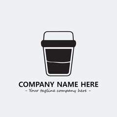 Cup illustration black and white for logo company vector image
