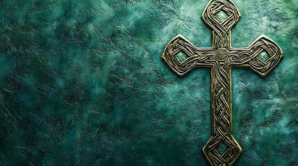 Celtic Eternal Cross: Knotwork & Bronze for Heritage Branding ，Irish jewelry design / medieval festival posters / historical novel covers / cultural tourism campaigns Generative AI