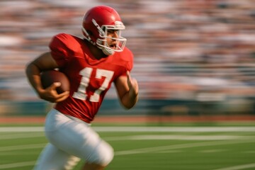 Dynamic football player action shot.