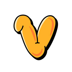 Alphabet Bubble Balloon Graffiti Letter V – Colorful 3D Font for Fun Typography, Street Art, and Creative Design