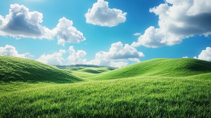 Obraz premium Rolling hills adventure scenic landscape nature photography vibrant environment panoramic view rolling hills covered in new grass