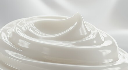 Pearlescent White Balm Macro Shot: Creamy Swirling Texture Isolated on White