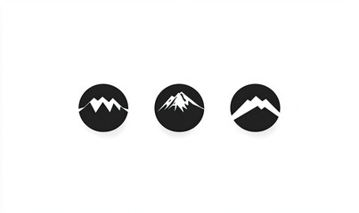 Mountain icons set, minimalist design, graphic elements, possible for logos