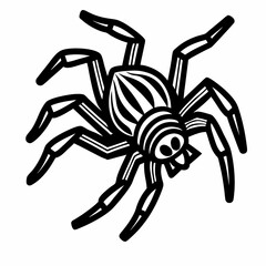 Spider outline vector image; eerie creepy bug black silhouette for Halloween.