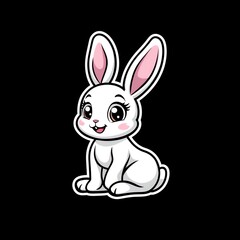 Fototapeta premium Cute cartoon rabbit with big ears and a cheerful expression.