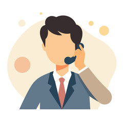 Businessman talking on the phone with abstract background  