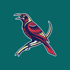 Obraz premium Bird of Paradise on a Branch Vector Illustration with Tropical Colors and Feathers