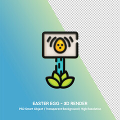 Easter Egg 3D Render with Sign and Transparent Background