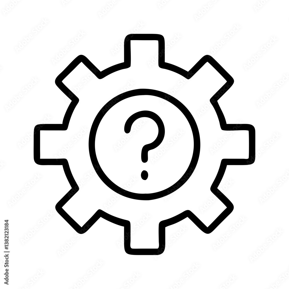Poster gear question mark icon for settings help support faq and technical assistance problem solution and 