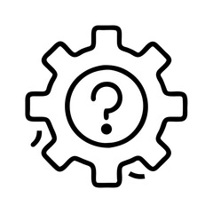 Gear question mark icon vector illustration problem solving technical support help faq confusion concept 