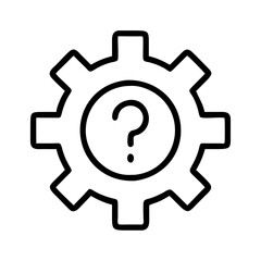 Gear question mark icon for settings help support faq and technical assistance problem solution and options 