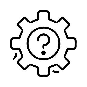 recommend clip art: Gear question mark icon vector illustration problem solving technical support help faq confusion concept 