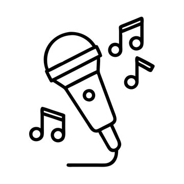 recommend clip art: Microphone with music notes vector illustration for karaoke night singing performance and recording studio