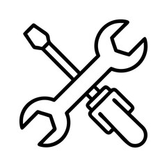 Wrench and screwdriver icon for repair service maintenance tools and construction equipment vector illustration