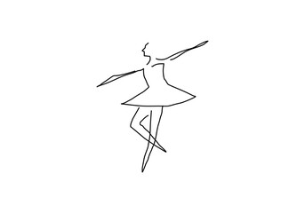  line art illustration representing a ballet dancer in an elegant pose © THE JAY