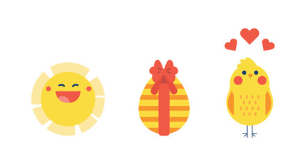 Flat easter element collection